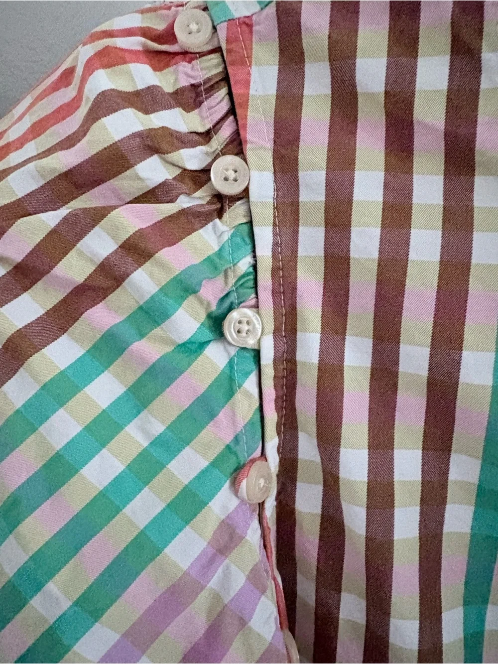 Kate Spade New York Women’s Multi Plaid Gingham Flutter Sleeve Blouse S Shirt